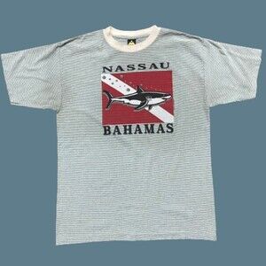 H.L. Miller Nassau Bahamas Single Stitch Green Striped Cotton T-Shirt Men's XL